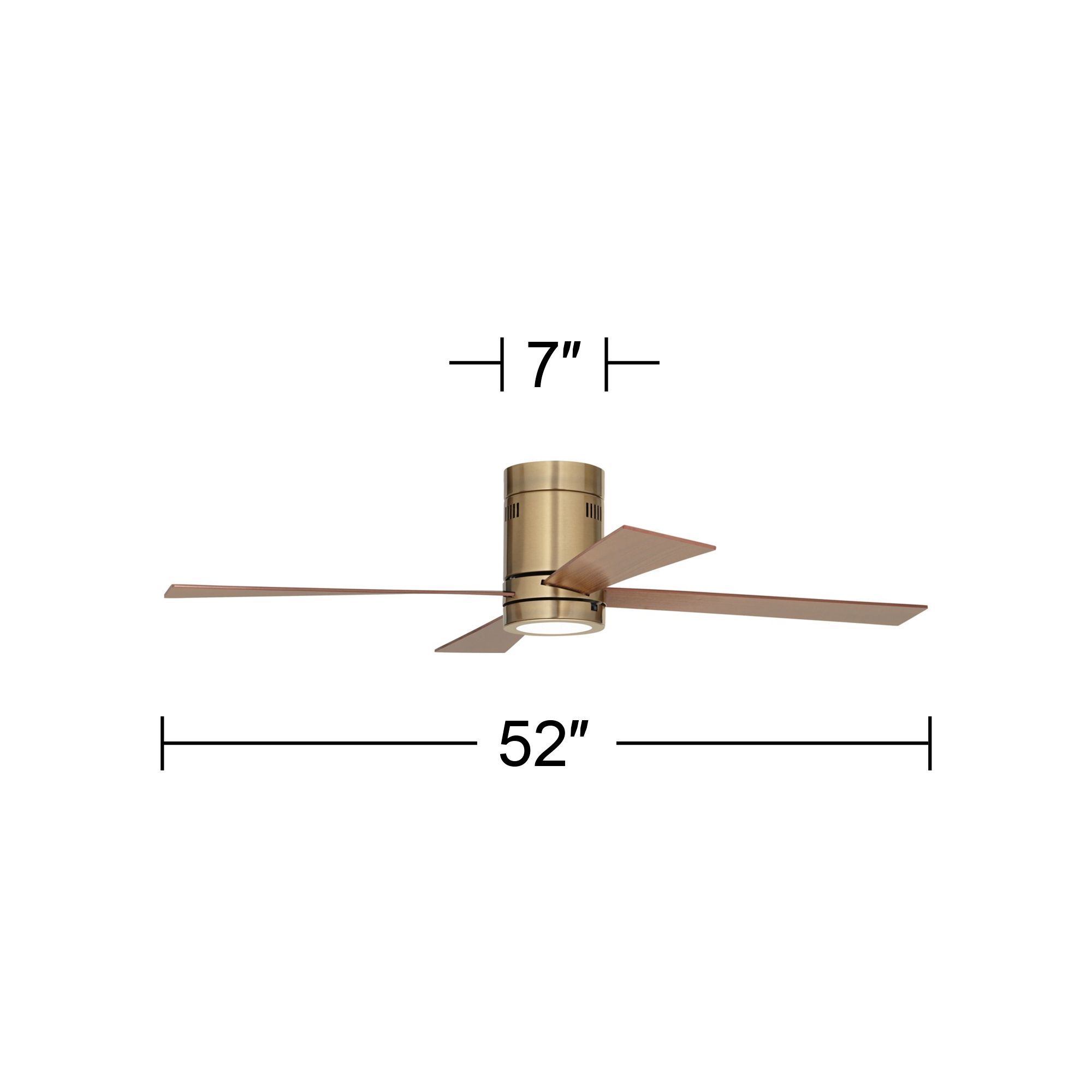 52" Casa Vieja Revue Soft Brass LED Hugger Ceiling Fan with Remote in scene