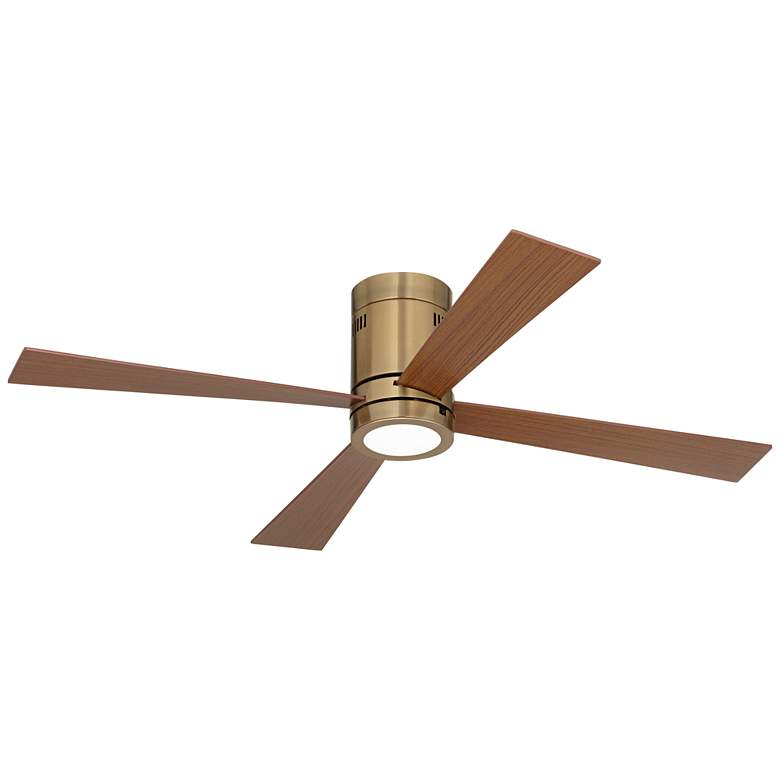 Image 7 52" Casa Vieja Revue Soft Brass LED Hugger Ceiling Fan with Remote more views