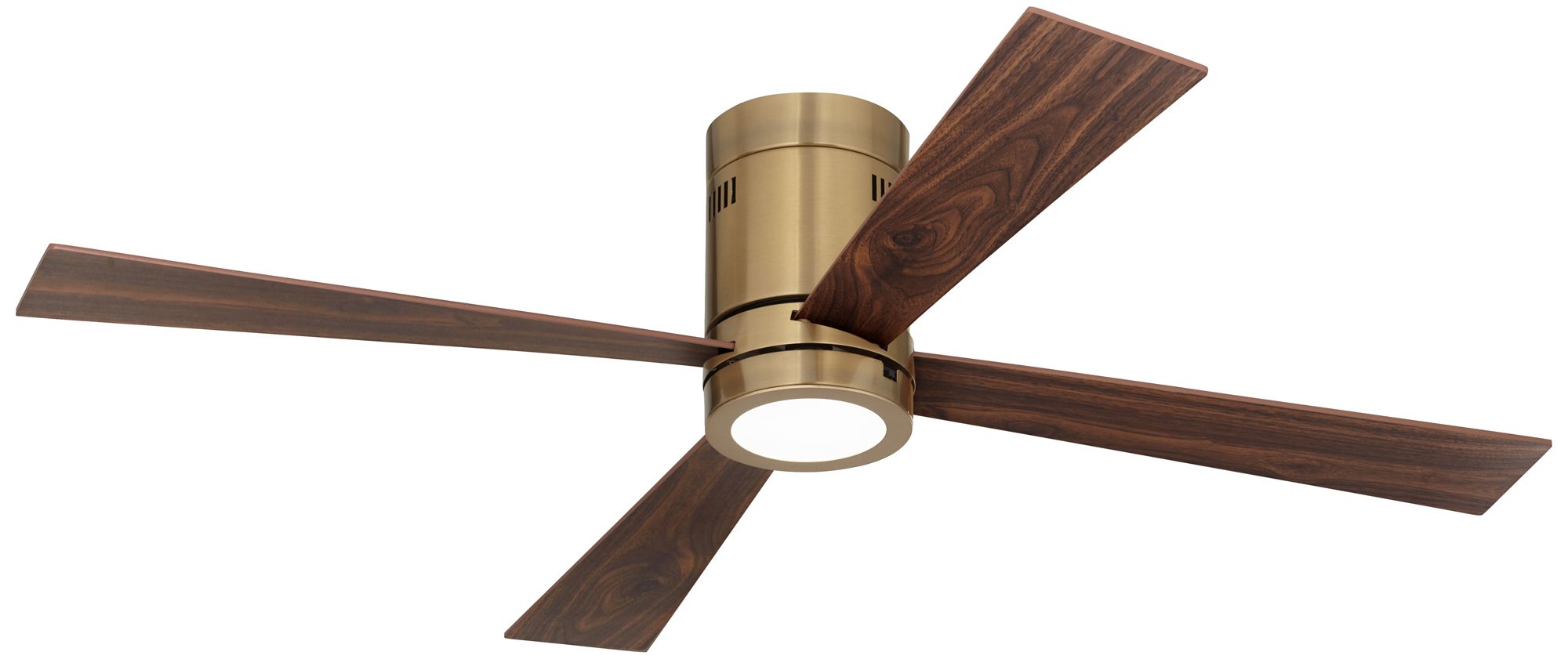 52" Casa Vieja Revue Soft Brass LED Hugger Ceiling Fan with Remote in scene