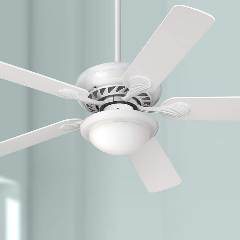 Image 1 52" Casa Vieja Tempra White LED Ceiling Fan with Pull Chain