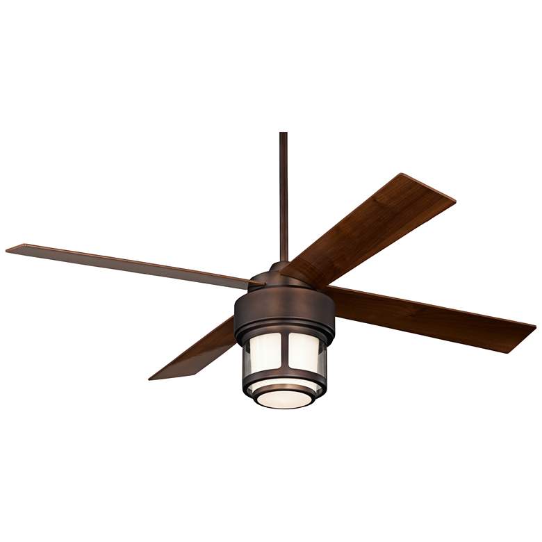 Image 2 52 inch Casa Vieja Tercel Bronze LED Damp Rated Ceiling Fan with Remote