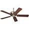 52" Casa Vieja Trilogy Antique Brass Ceiling Fan with Pull Chain