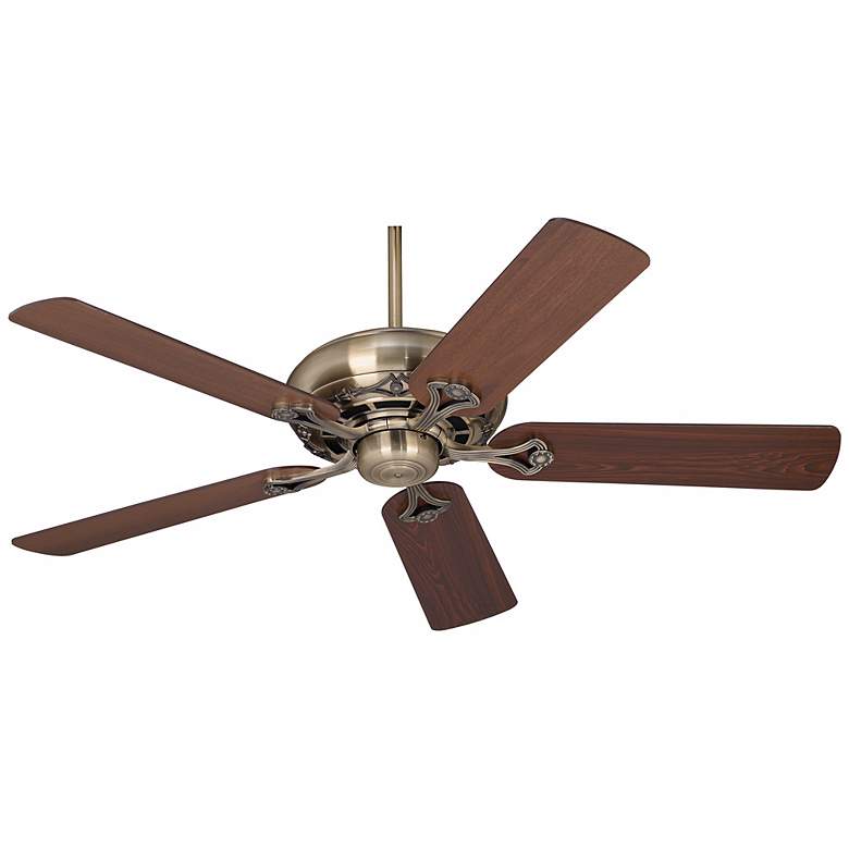 Image 2 52 inch Casa Vieja Trilogy Antique Brass Ceiling Fan with Pull Chain
