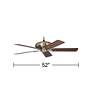 52" Casa Vieja Trilogy Antique Brass Ceiling Fan with Pull Chain