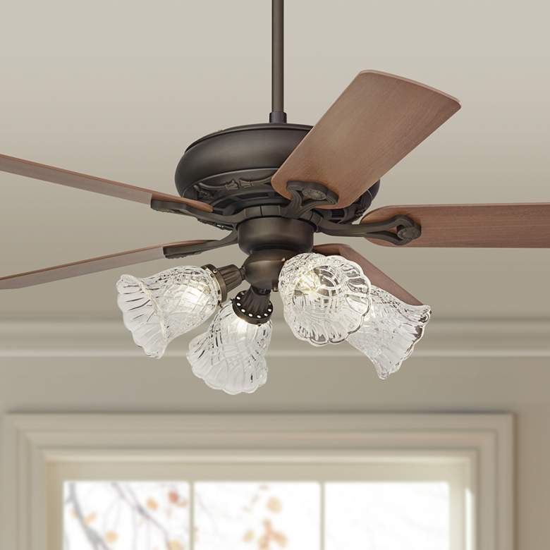 Image 1 52 inch Casa Vieja Trilogy Bronze LED Ceiling Fan with Pull Chain