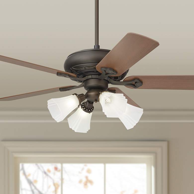 Image 1 52 inch Casa Vieja Trilogy Bronze LED Ceiling Fan with Pull Chain