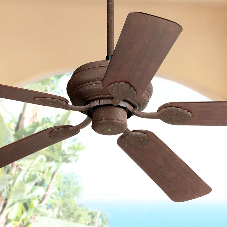 Image 1 52" Casa Vieja Tropical Rust Finish Ceiling Fan with Pull Chain