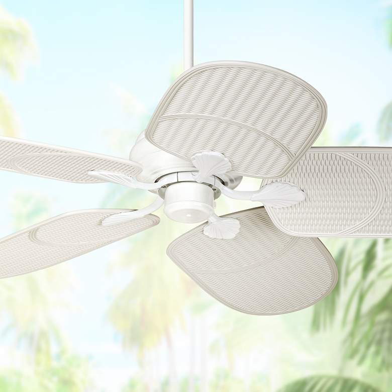 Image 1 52" Casa Vieja Tropical White Finish Wet Rated Fan with Pull Chain