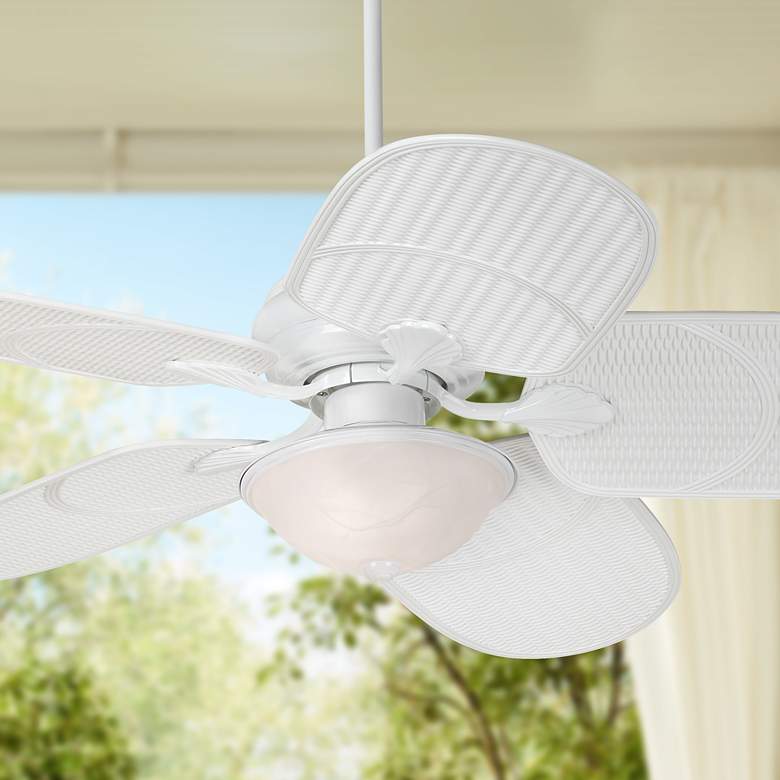 Image 1 52" Casa Vieja Tropical White Outdoor LED Ceiling Fan