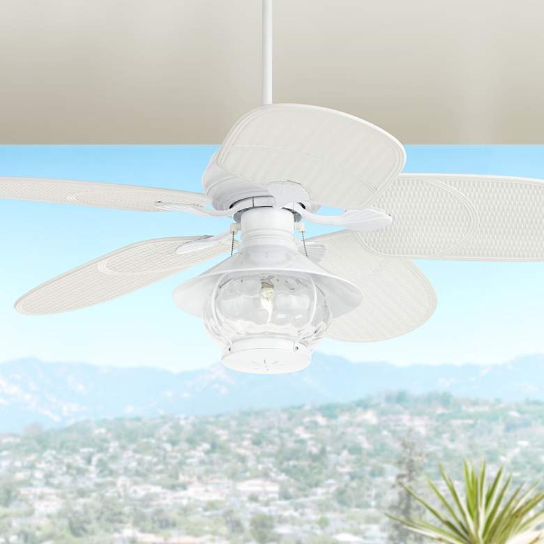 Image 1 52 inch Casa Vieja&#174; Tropical White Outdoor LED Ceiling Fan