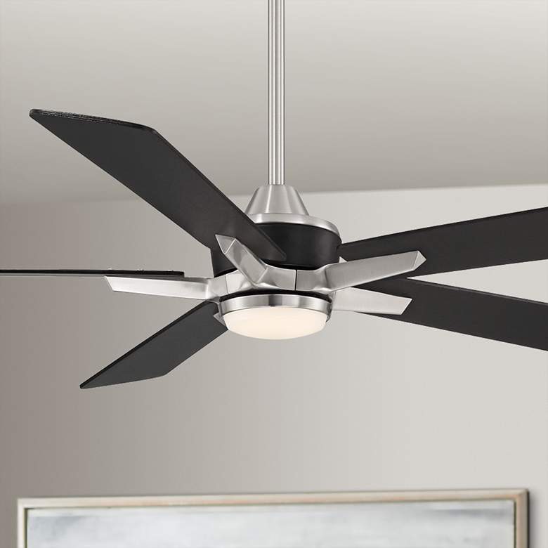 Image 1 52" Casa Vieja Vegas Nights Brushed Nickel LED Ceiling Fan with Remote