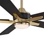 52" Casa Vieja Vegas Nights Soft Brass Black LED Remote Ceiling Fan