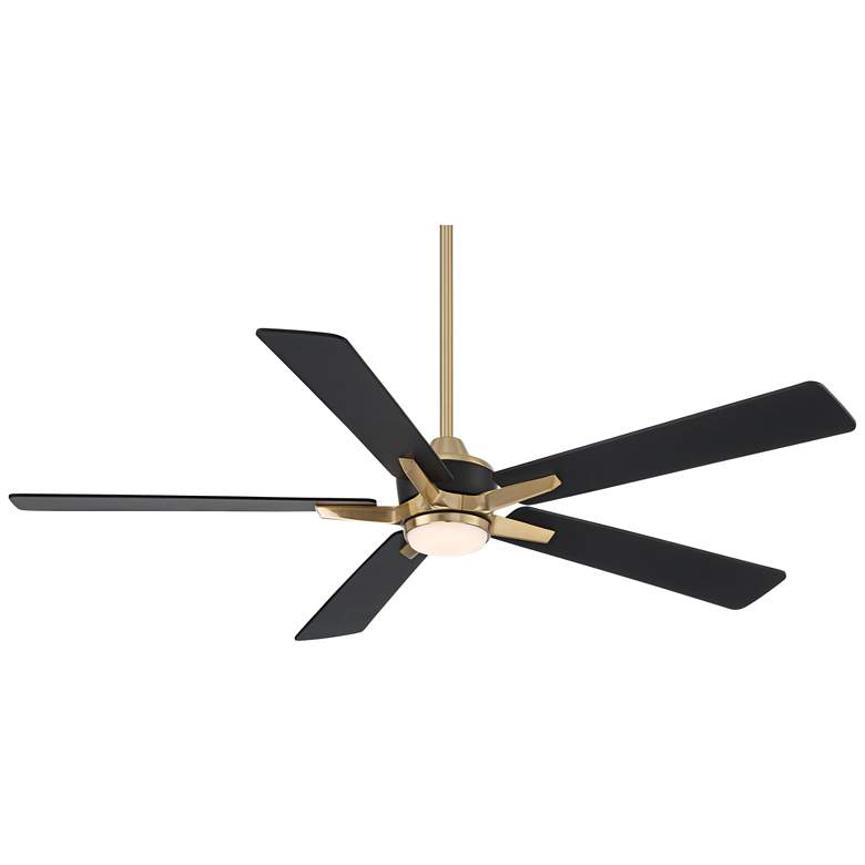 Image 6 52" Casa Vieja Vegas Nights Soft Brass Black LED Remote Ceiling Fan more views
