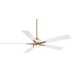 52" Casa Vieja Vegas Nights Soft Brass White LED Remote Ceiling Fan