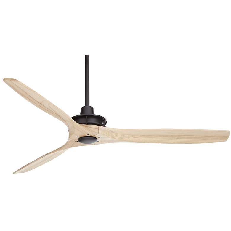 Image 2 52" Casa Vieja Windspun Black Natural Wood Ceiling Fan with Remote