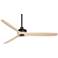 52" Casa Vieja Windspun Black Natural Wood Ceiling Fan with Remote