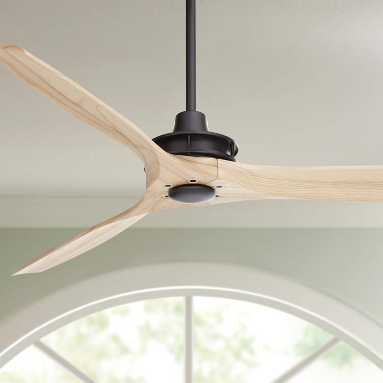 Image 1 52 inch Casa Vieja Windspun Black Natural Wood Ceiling Fan with Remote
