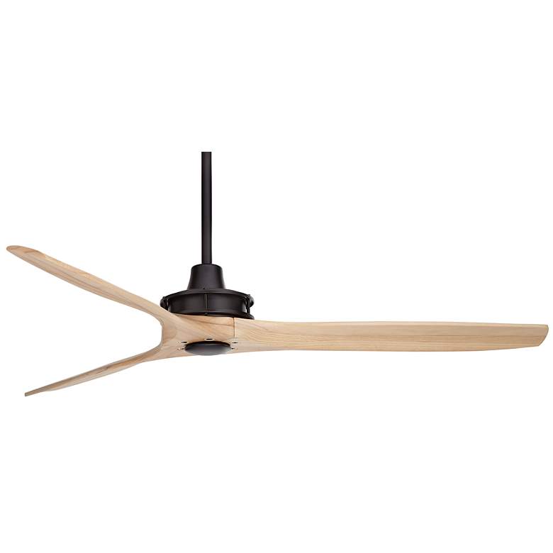 Image 6 52" Casa Vieja Windspun Black Natural Wood Ceiling Fan with Remote more views