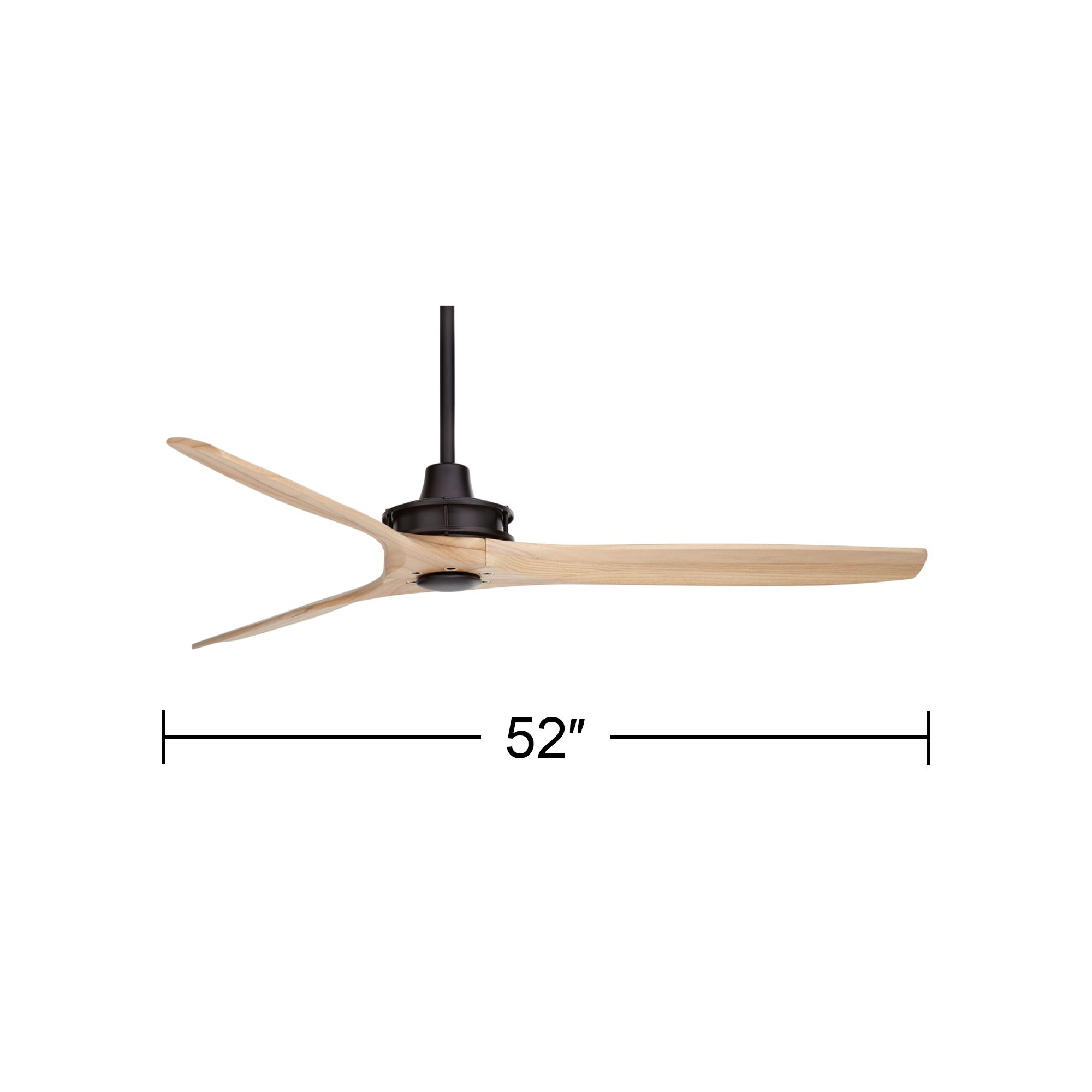 52" Casa Vieja Windspun Black Natural Wood Ceiling Fan with Remote