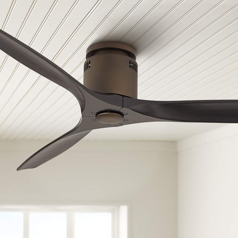 Image 1 52" Casa Vieja Windspun Bronze Black DC Hugger Ceiling Fan with Remote