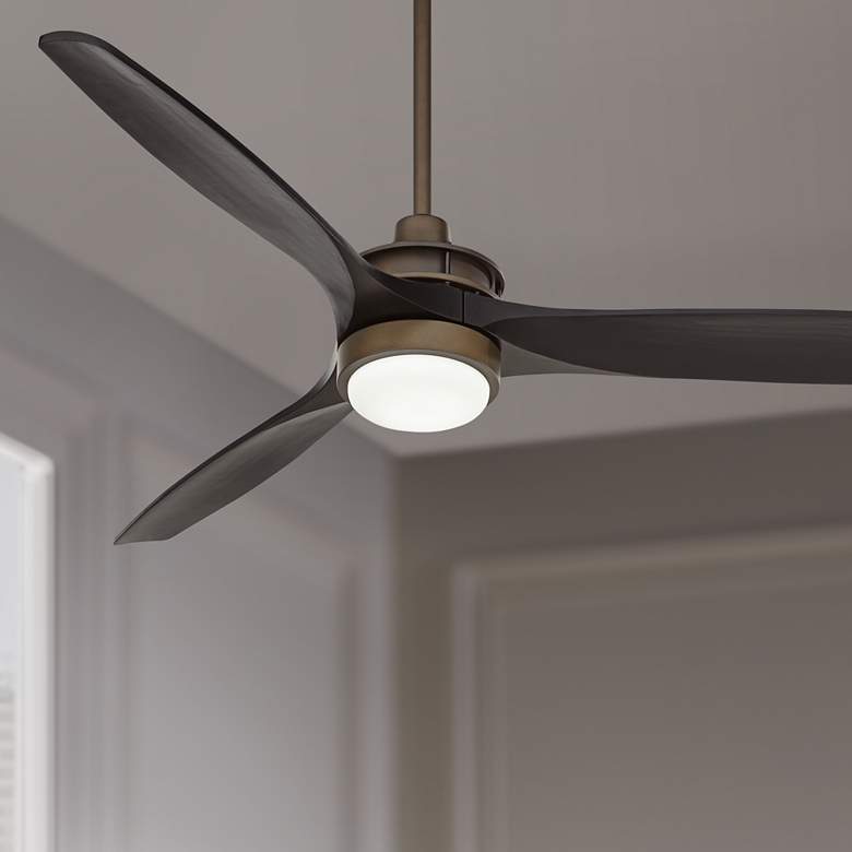 Image 1 52" Casa Vieja Windspun Bronze-Matte Black LED Ceiling Fan with Remote