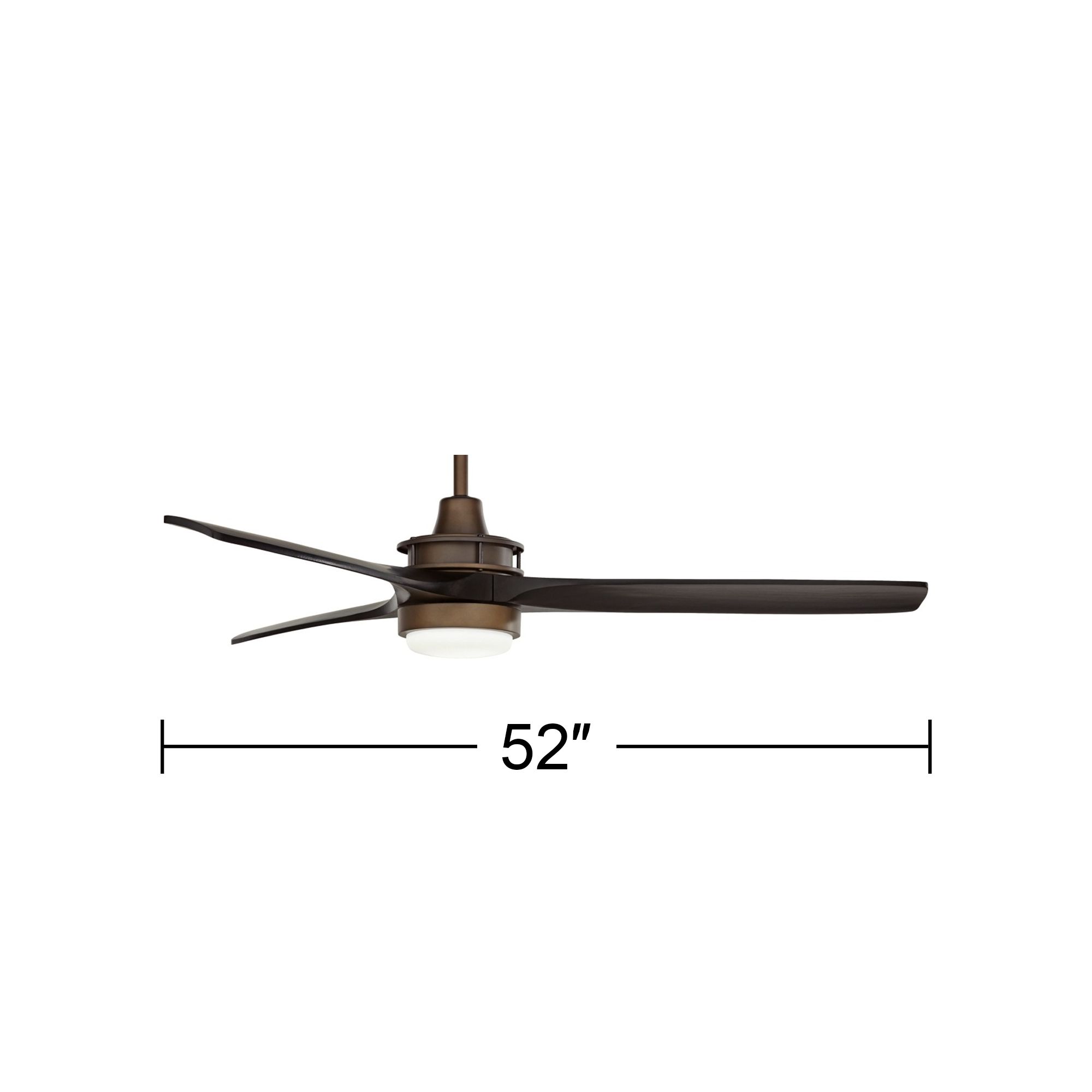 52" Casa Vieja Windspun Bronze-Matte Black LED Ceiling Fan with Remote