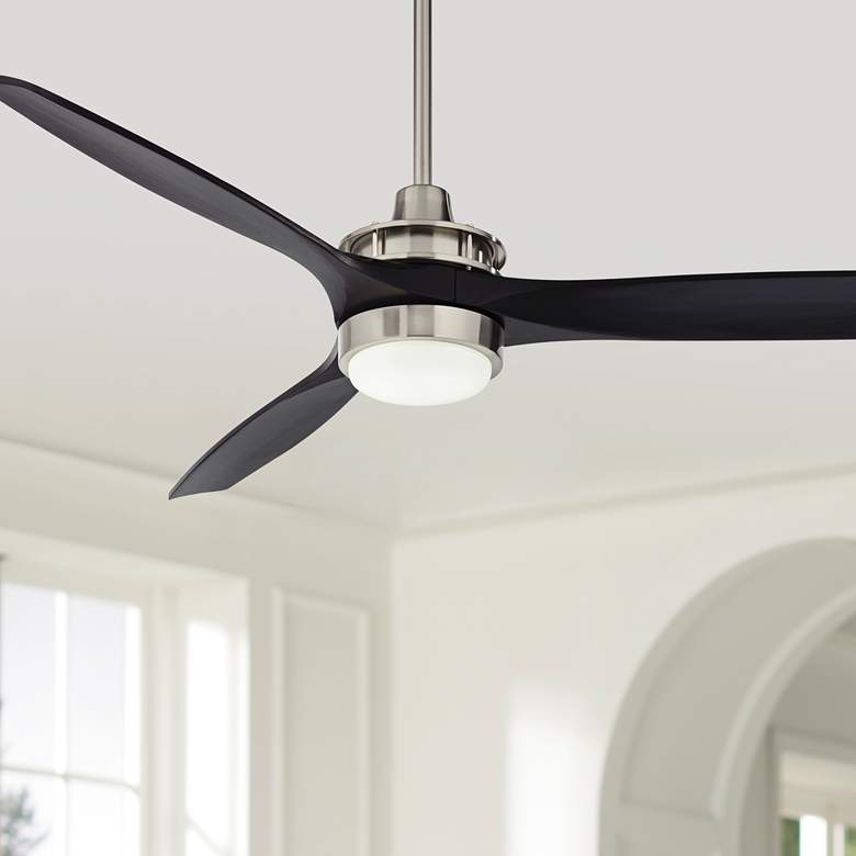 Image 1 52" Casa Vieja Windspun DC Brushed Nickel LED Ceiling Fan with Remote