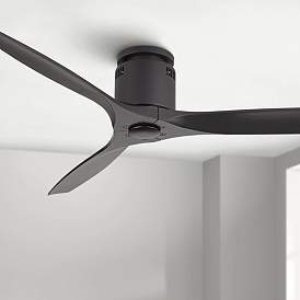 Image1 of 52" Casa Vieja Windspun Matte Black DC Hugger Ceiling Fan with Remote