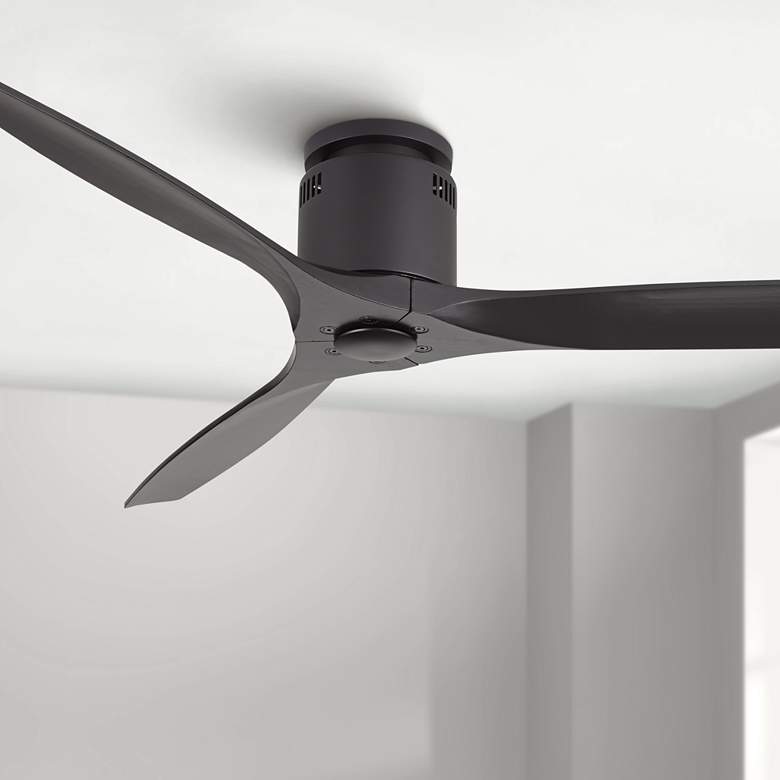 Image 1 52" Casa Vieja Windspun Matte Black DC Hugger Ceiling Fan with Remote