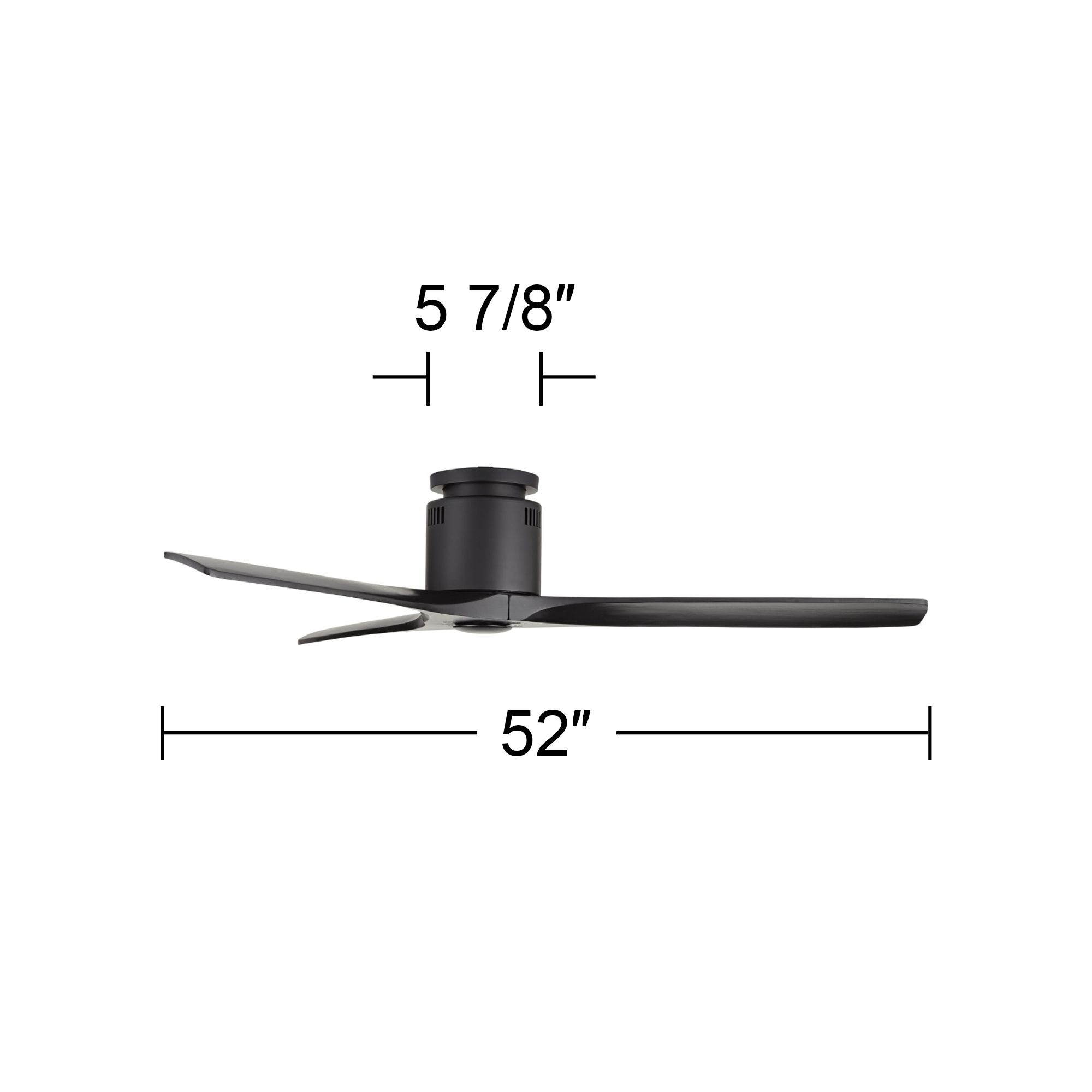 52" Casa Vieja Windspun Matte Black DC Hugger Ceiling Fan with Remote