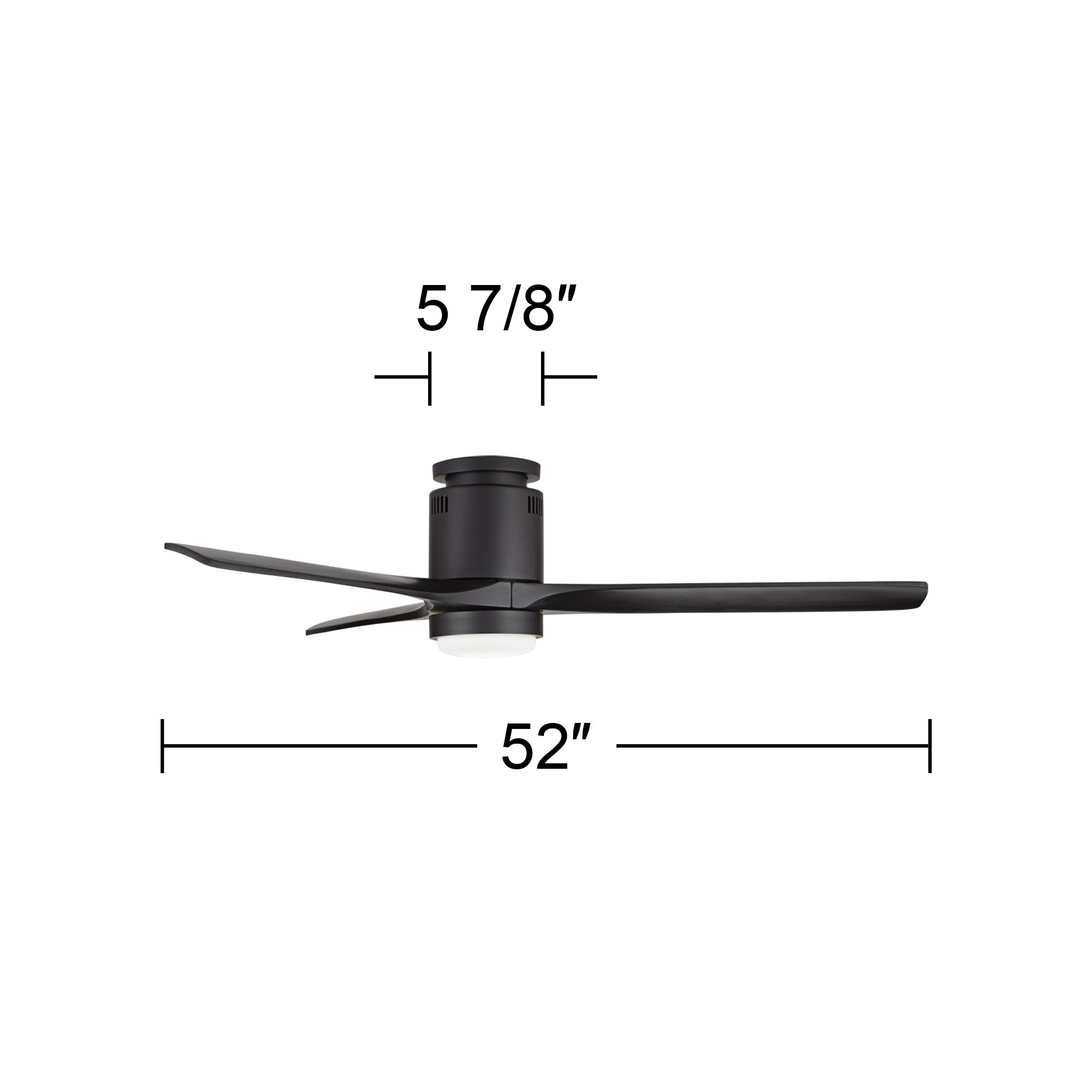 52" Casa Vieja Windspun Matte Black LED Hugger Ceiling Fan with Remote