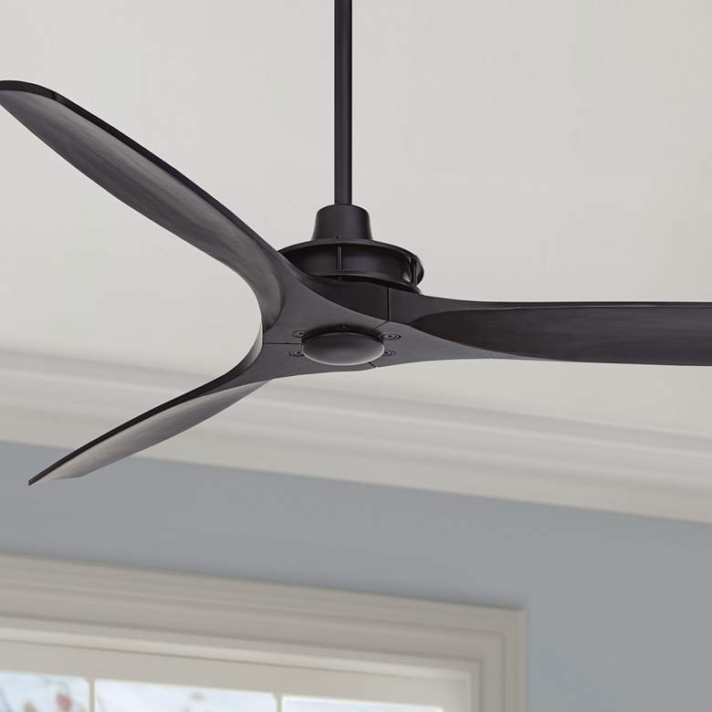 Image 1 52" Casa Vieja Windspun Matte Black Wood Blades Fan with Remote