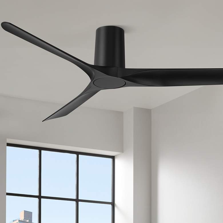 Image 1 52 inch Casa Vieja Zebec Black Hugger Ceiling Fan with Remote Control