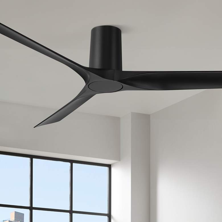 Image 1 52 inch Casa Vieja Zebec Black Hugger Ceiling Fan with Remote Control