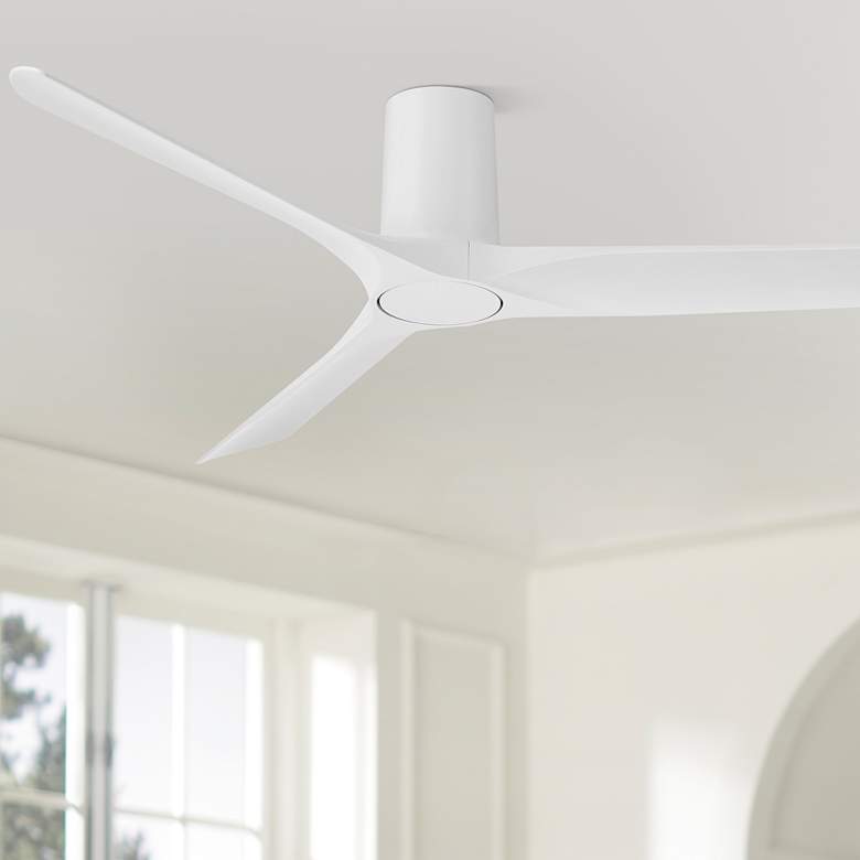 Image 1 52" Casa Vieja Zebec White Hugger Ceiling Fan with Remote Control