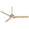 52" Casa Windspun Nickel Natural Wood LED Ceiling Fan with Remote