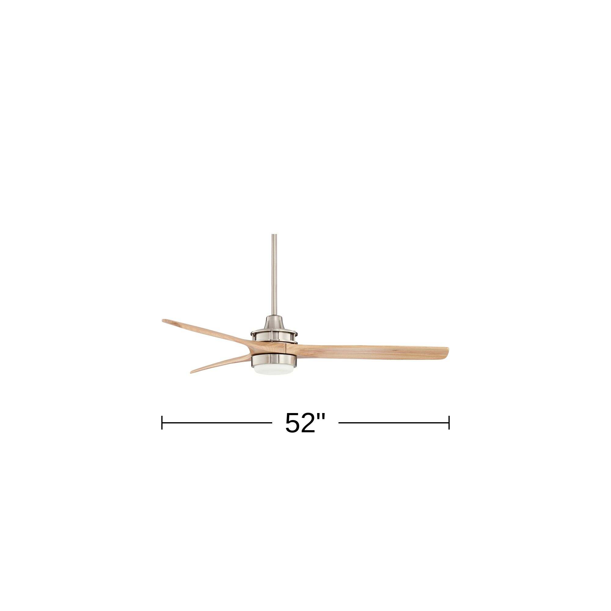 52" Casa Windspun Nickel Natural Wood LED Ceiling Fan with Remote