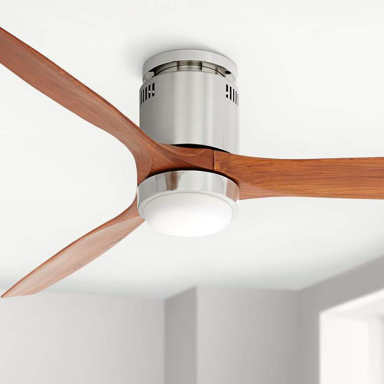 Image 1 52 inch Casa Windspun Walnut Nickel LED DC Hugger Ceiling Fan with Remote