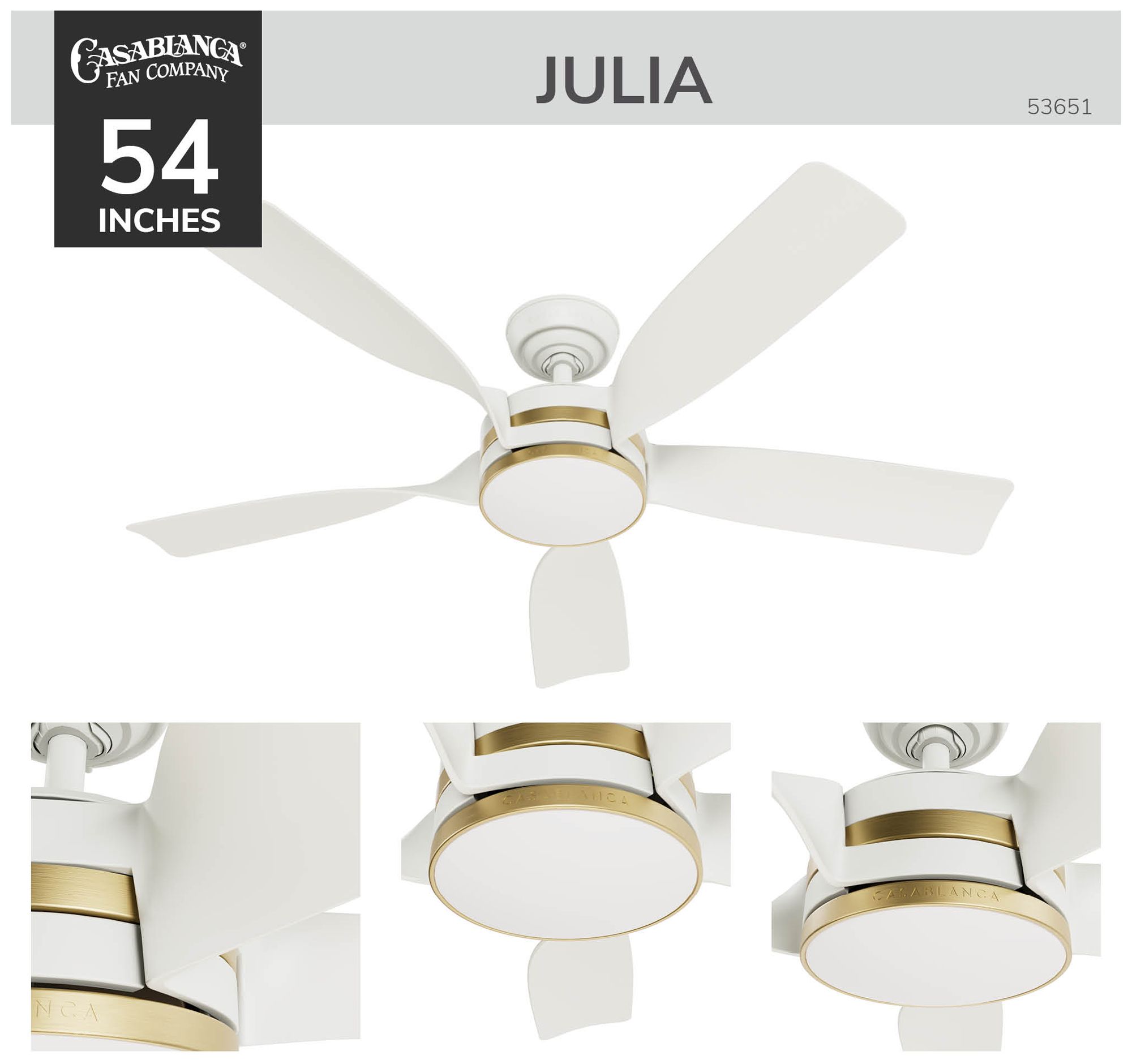Image 3 52" Casablanca Julia ENERGY STAR Fresh White Damp Rated Ceiling Fan more views
