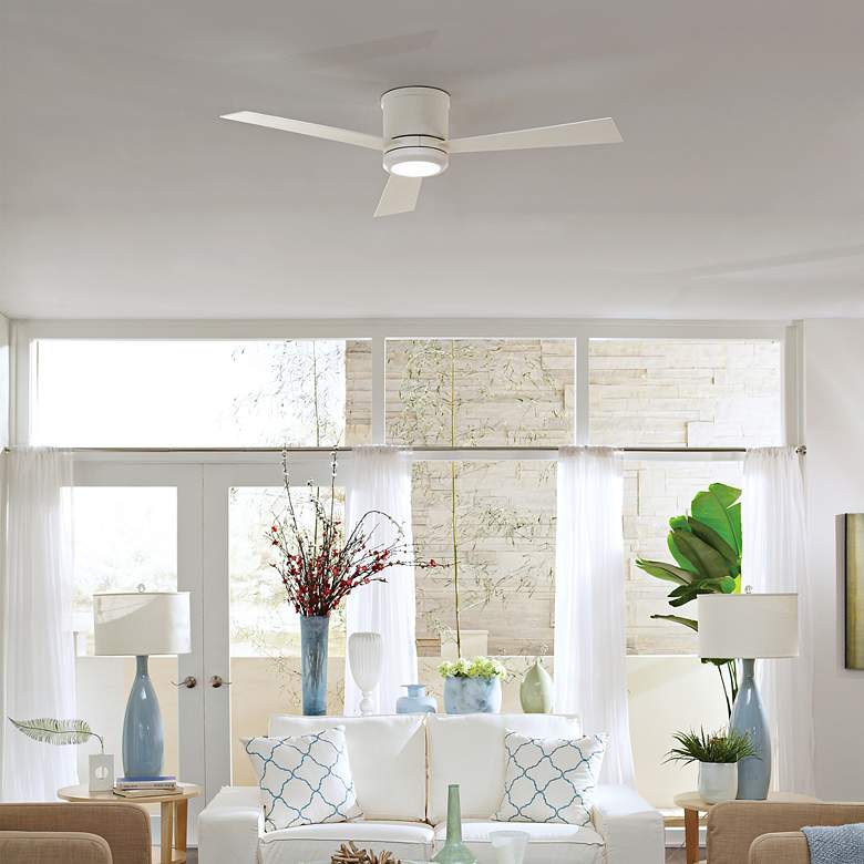 Image 5 52 inch Clarity Matte White Hugger LED Ceiling Fan with Remote more views