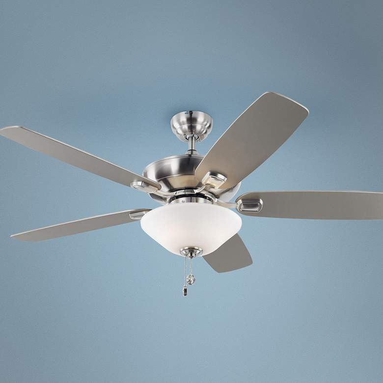 Image 1 52 inch Colony Max Plus Brushed Steel LED Damp Pull Chain Ceiling Fan