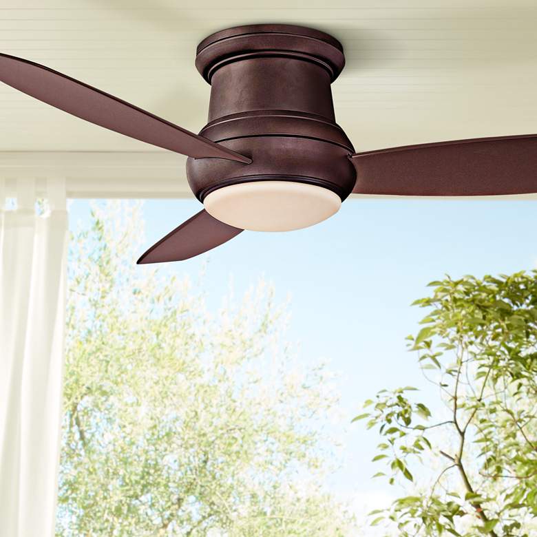 Image 1 52 inch Concept II Bronze Wet-Rated Flushmount LED Fan with Wall Control