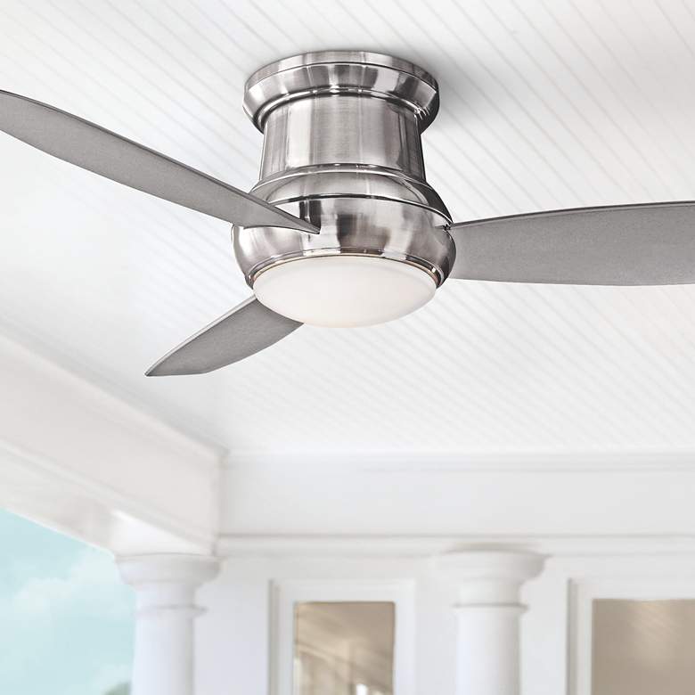 Image 1 52" Concept II Nickel Wet Rated Flushmount LED Fan with Wall Control