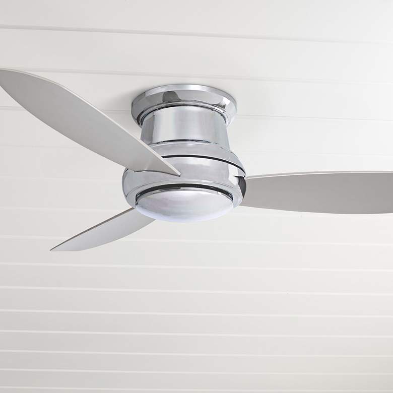 Image 1 52 inch Concept II Polished Nickel Flushmount LED Ceiling Fan with Remote