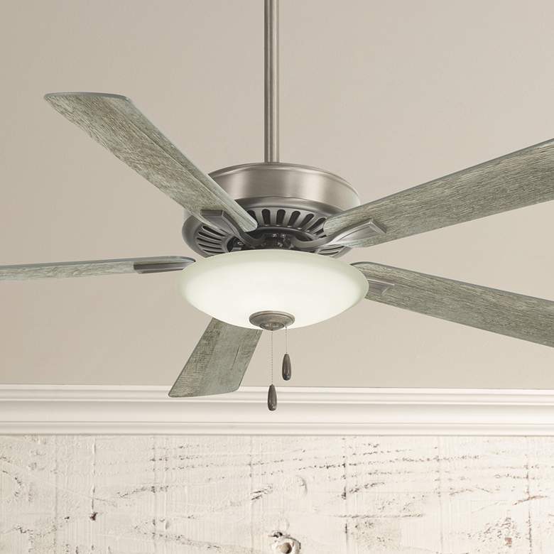 Image 1 52 inch Contractor Uni-Pack Nickel - Gray LED Pull Chain Ceiling Fan