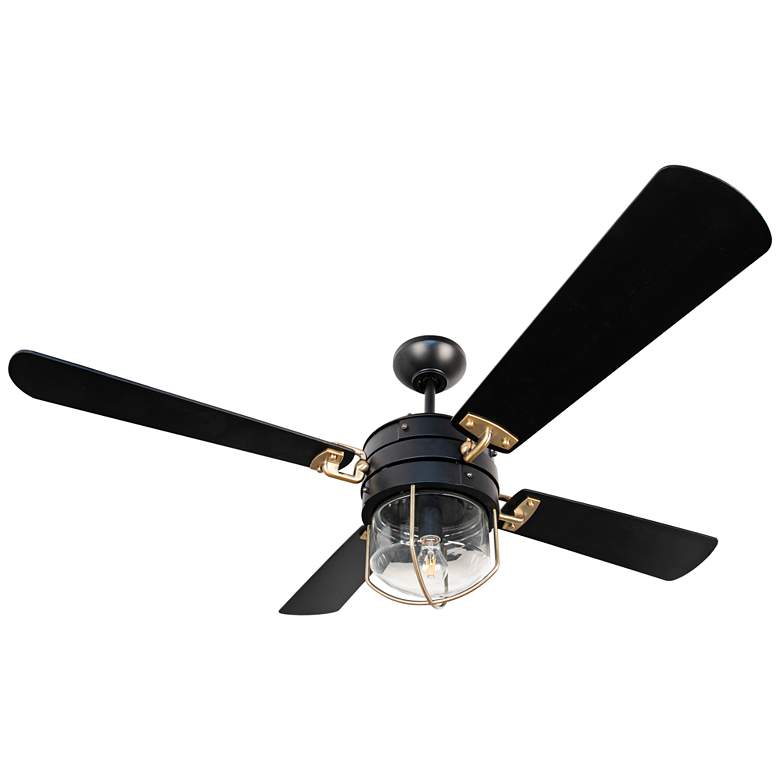 52 inch Craftmade Nola Black and Brass LED Ceiling Fan with Wall Control more views
