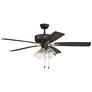 52" Craftmade Pro Plus Black Finish Pull Chain Ceiling Fan