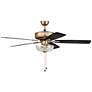 3_52" Craftmade Pro Plus Satin Brass Black LED Pull Chain Ceiling Fan