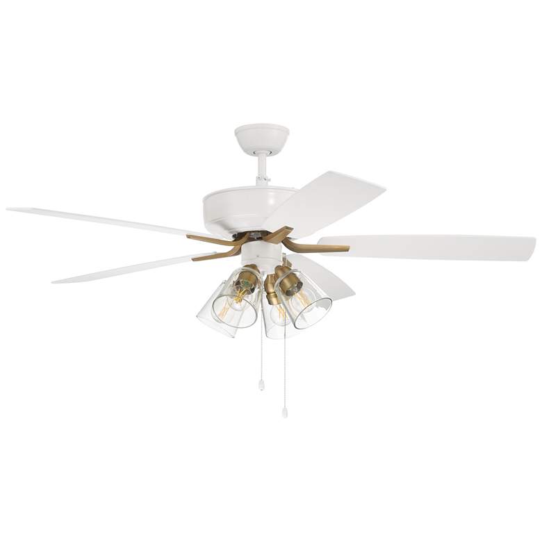 Image 1 52" Craftmade Pro Plus White and Washed Oak LED Ceiling Fan