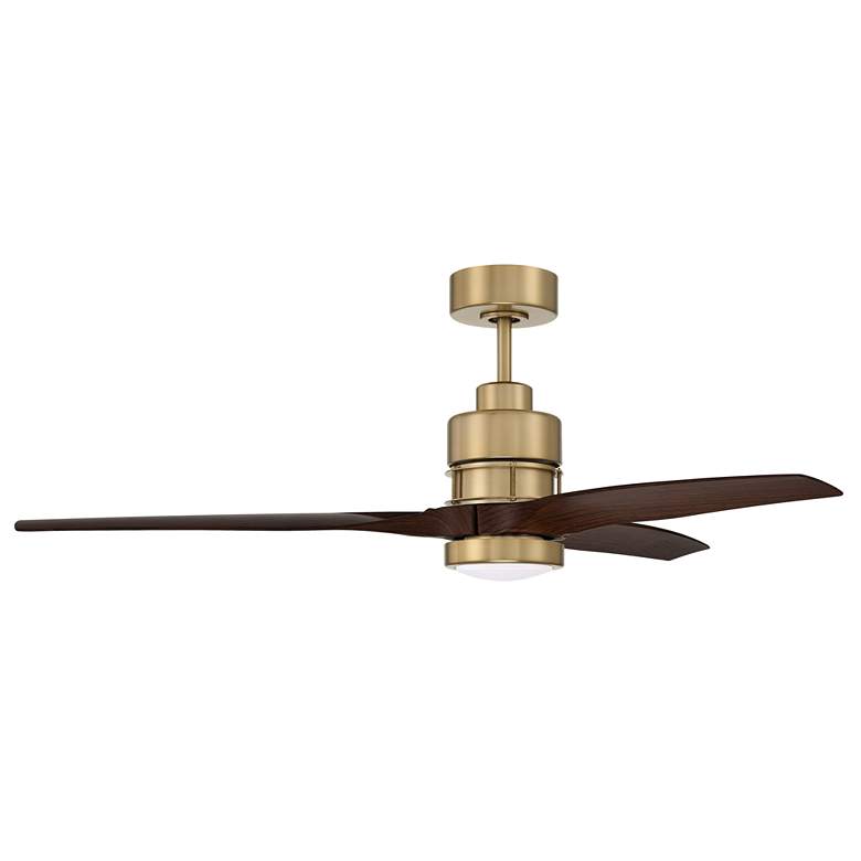 Image 1 52 inch Craftmade Sonnet Satin Brass and Walnut Smart LED Ceiling Fan